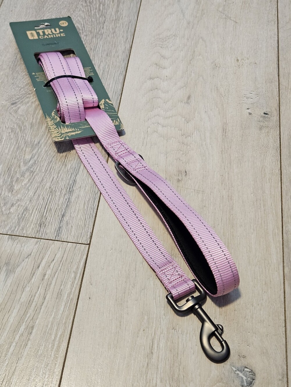 TRU-CANINE 6ft Reflective Dog Leash Dual Padded Handles Pink Heavy Duty